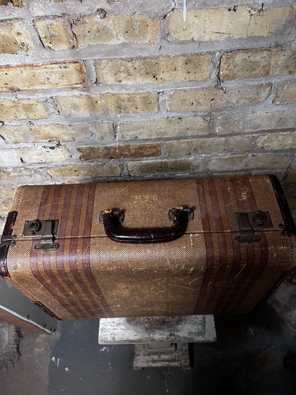 Early Mid Century Leather Suitcase