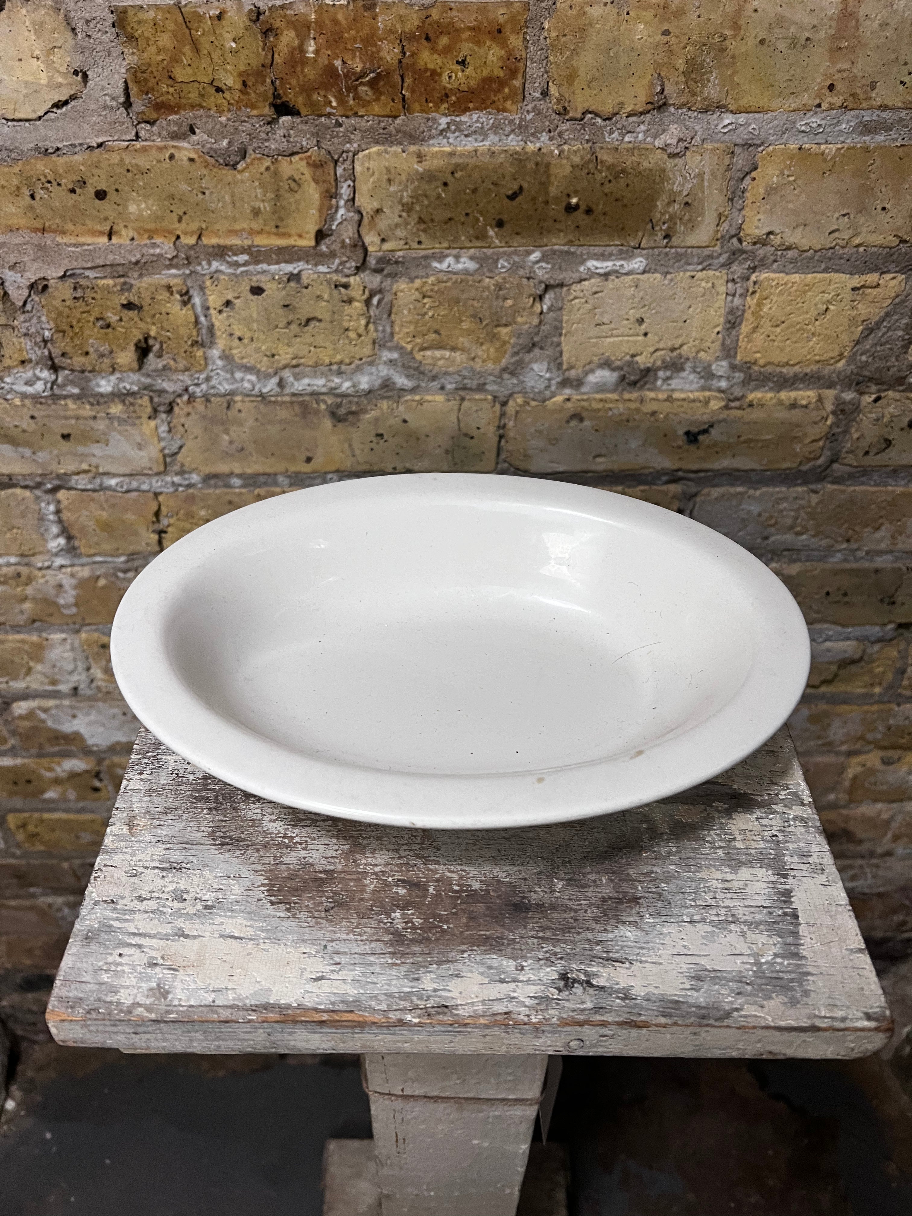 Vintage Oval White Serving Bowl