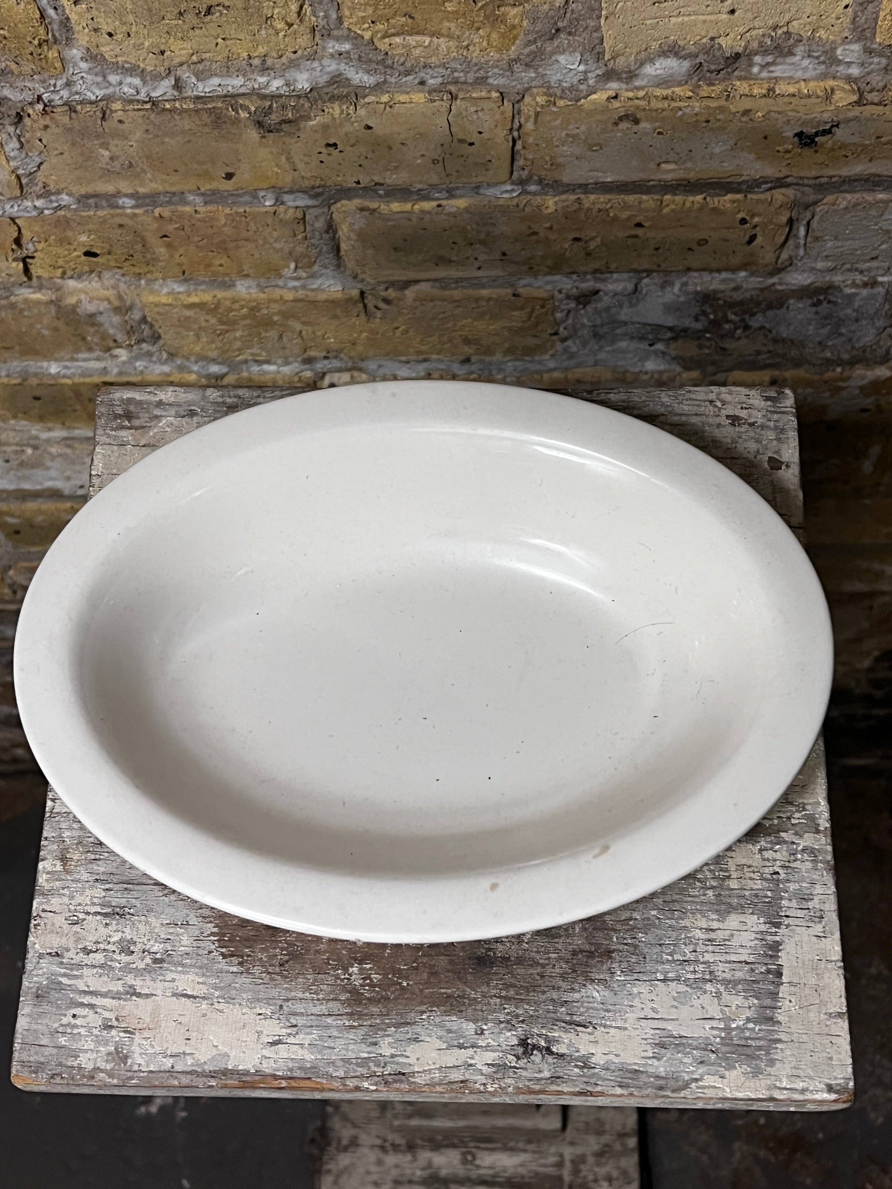 Vintage Oval White Serving Bowl