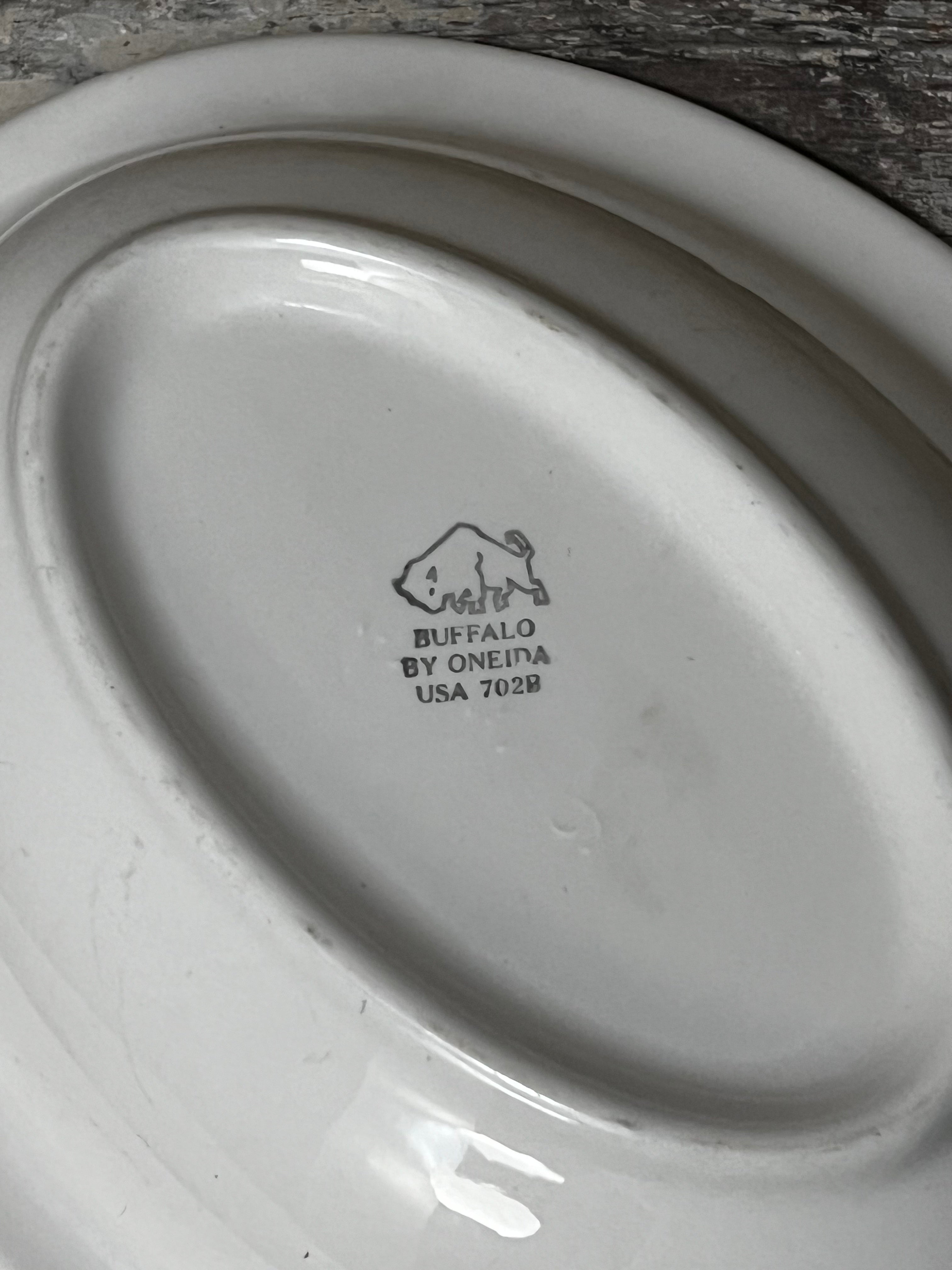 Vintage Oval White Serving Bowl