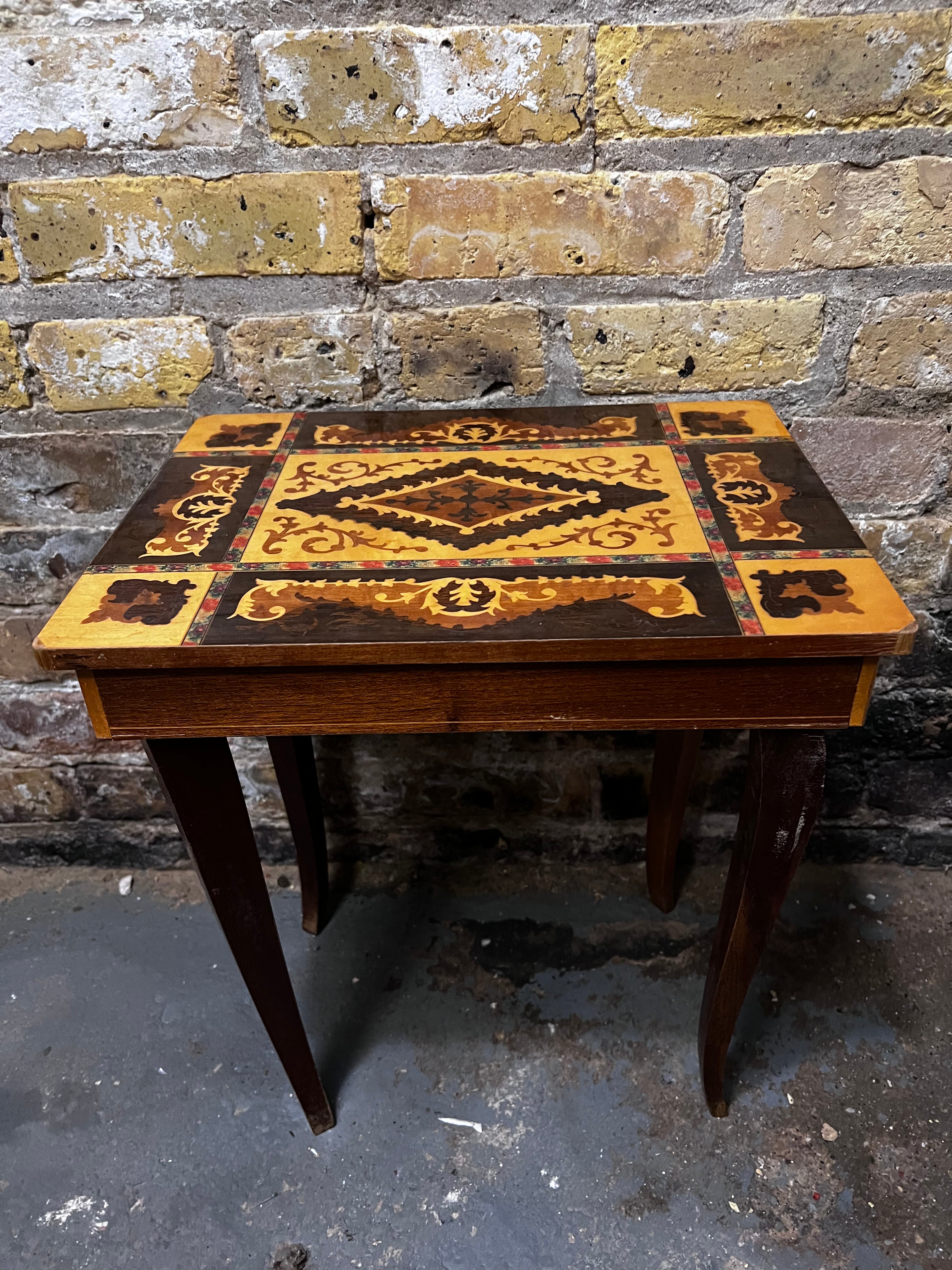 Vintage ornate inlay game table