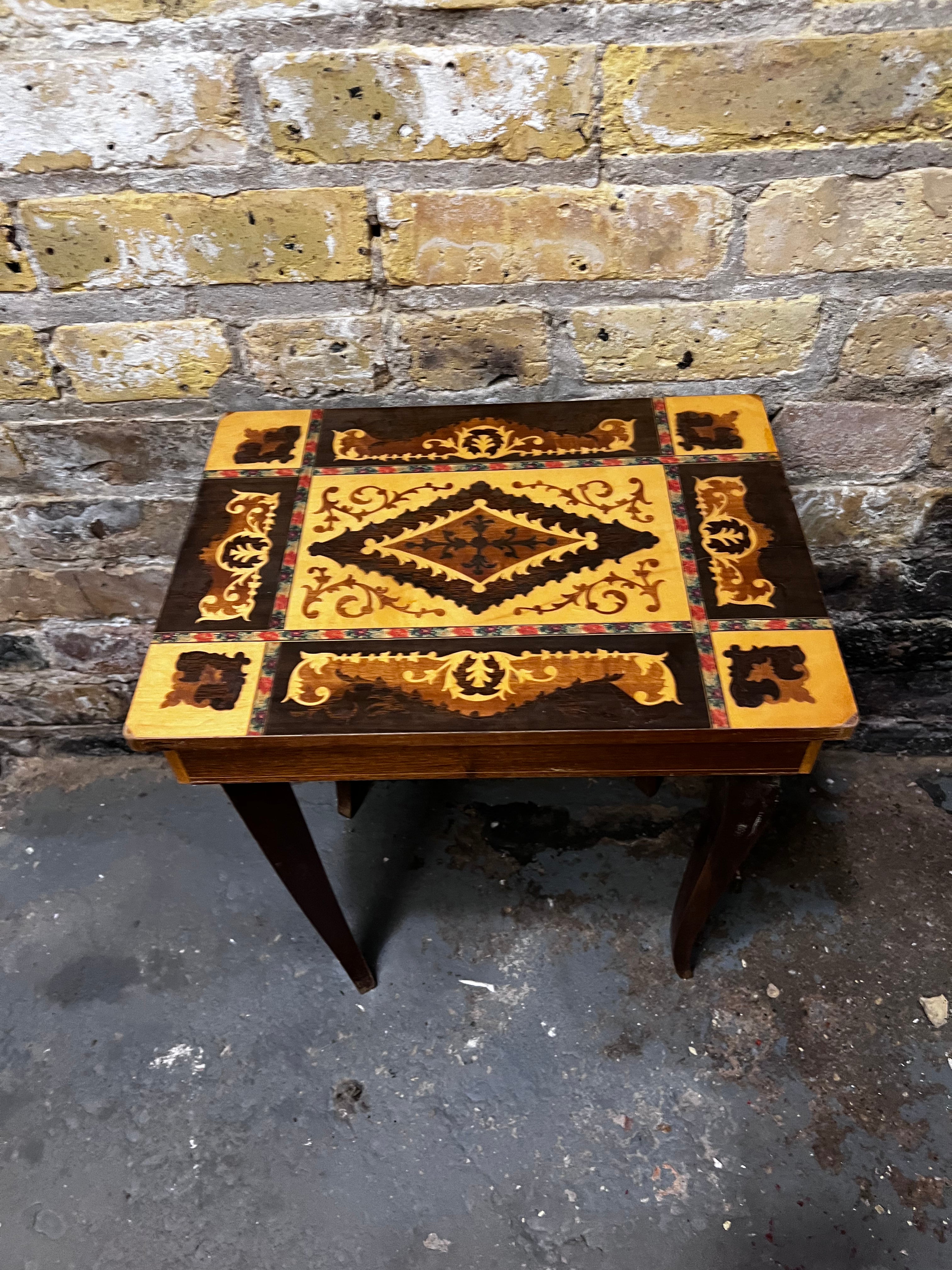 Vintage ornate inlay game table