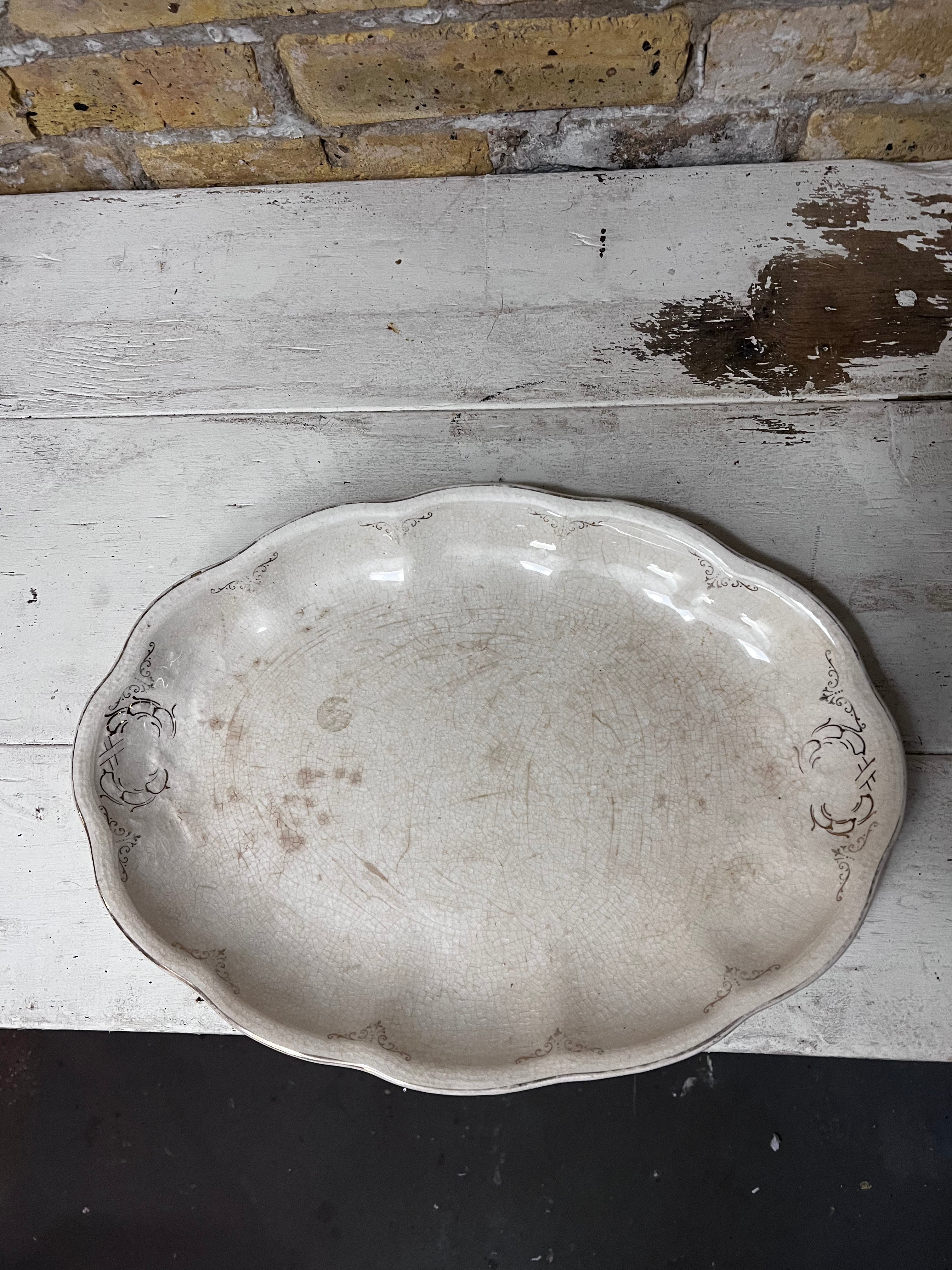 Vintage Platter with Scalloped Edge - Edwin M Knowles China Co.