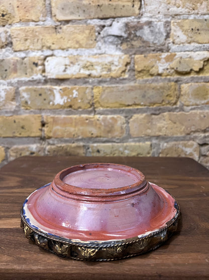 Vintage Silver Tone Bowl - Cobalt Blue