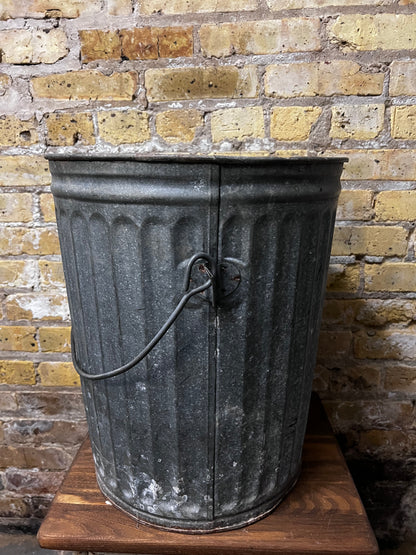 Vintage Galvanized Steel Trash Can