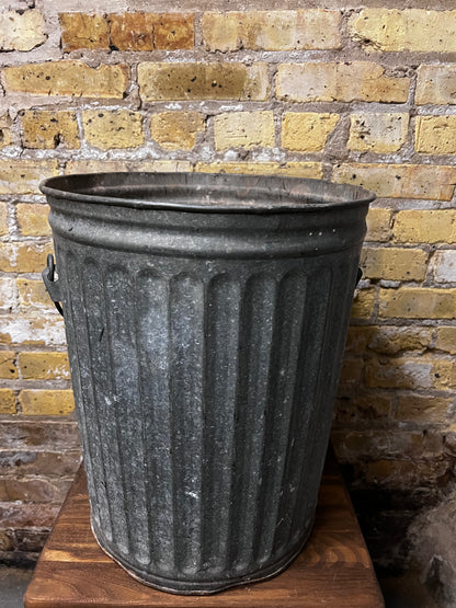 Vintage Galvanized Steel Trash Can