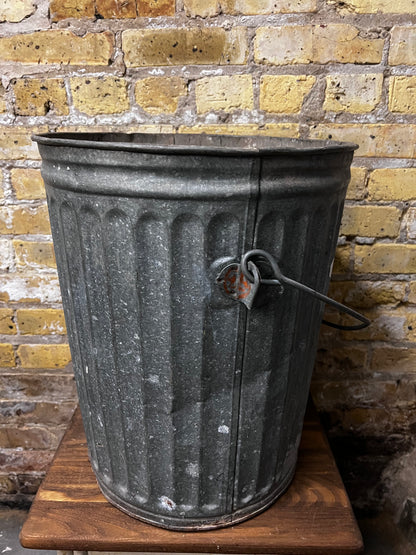 Vintage Galvanized Steel Trash Can