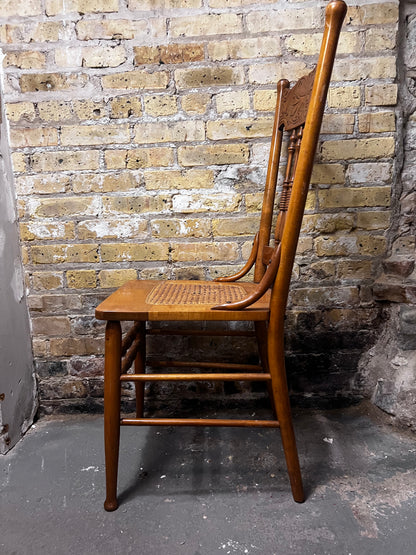 Antique Oak Pressed Back Armchair