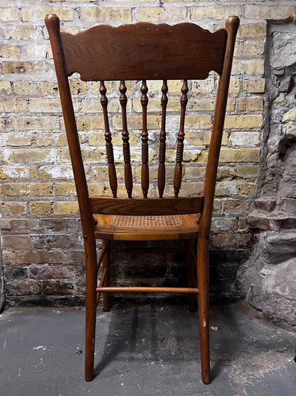 Antique Oak Pressed Back Armchair