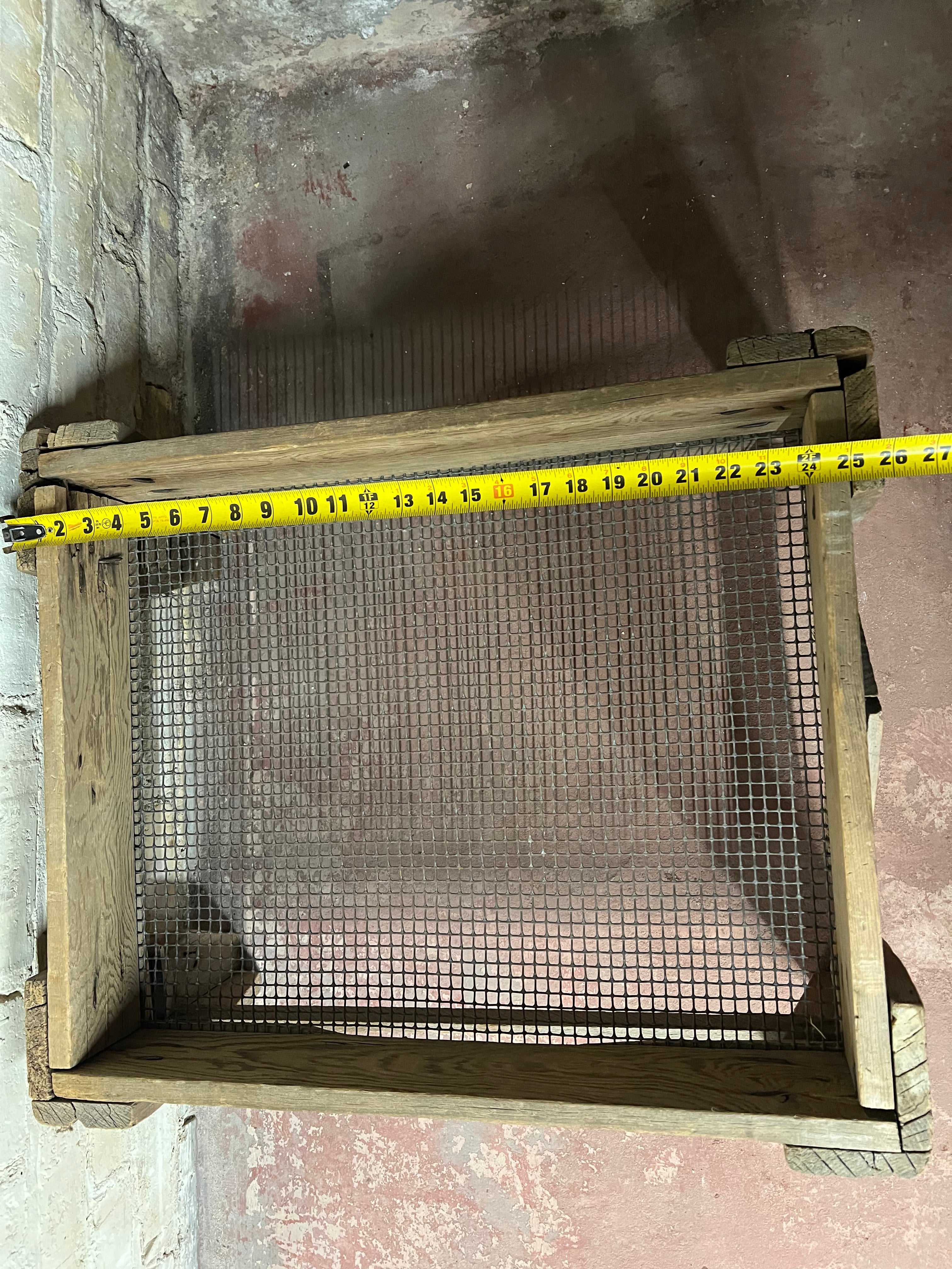 Vintage Wood and Wire Mesh Flour Grain Sieve