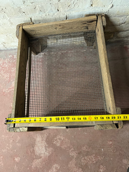 Vintage Wood and Wire Mesh Flour Grain Sieve