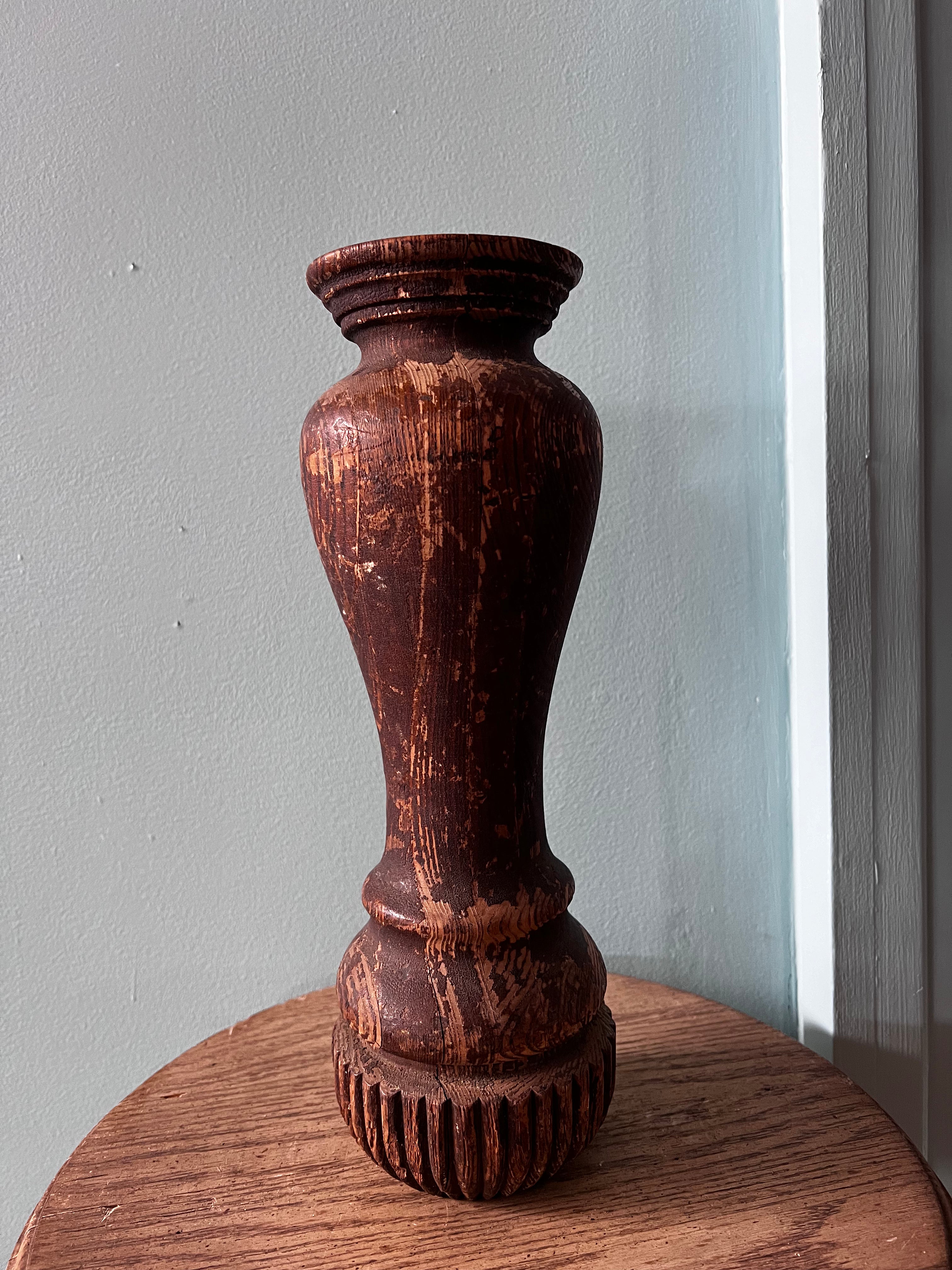 Vintage Carved Wood Candle Holder