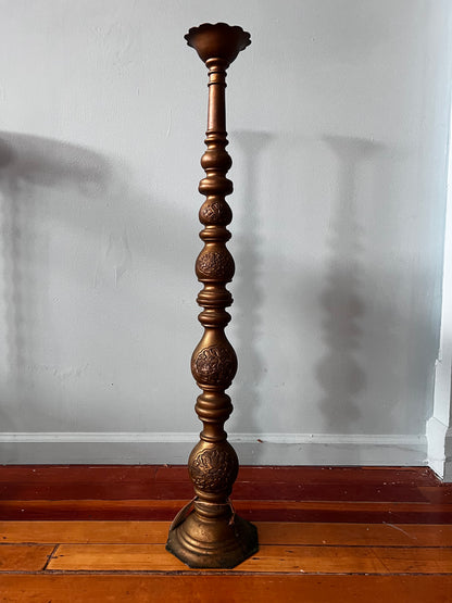 Large Brass Floor Candle Stick Pair