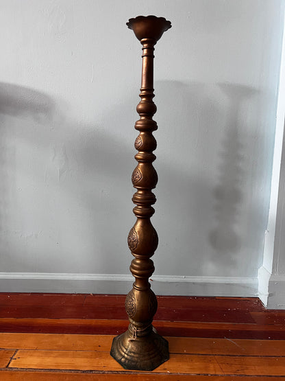 Large Brass Floor Candle Stick Pair