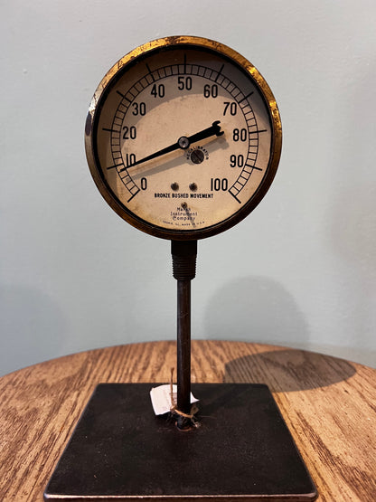 Antq Brass Gauge on Stand