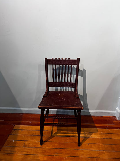 Antique Burgundy Spool Chair