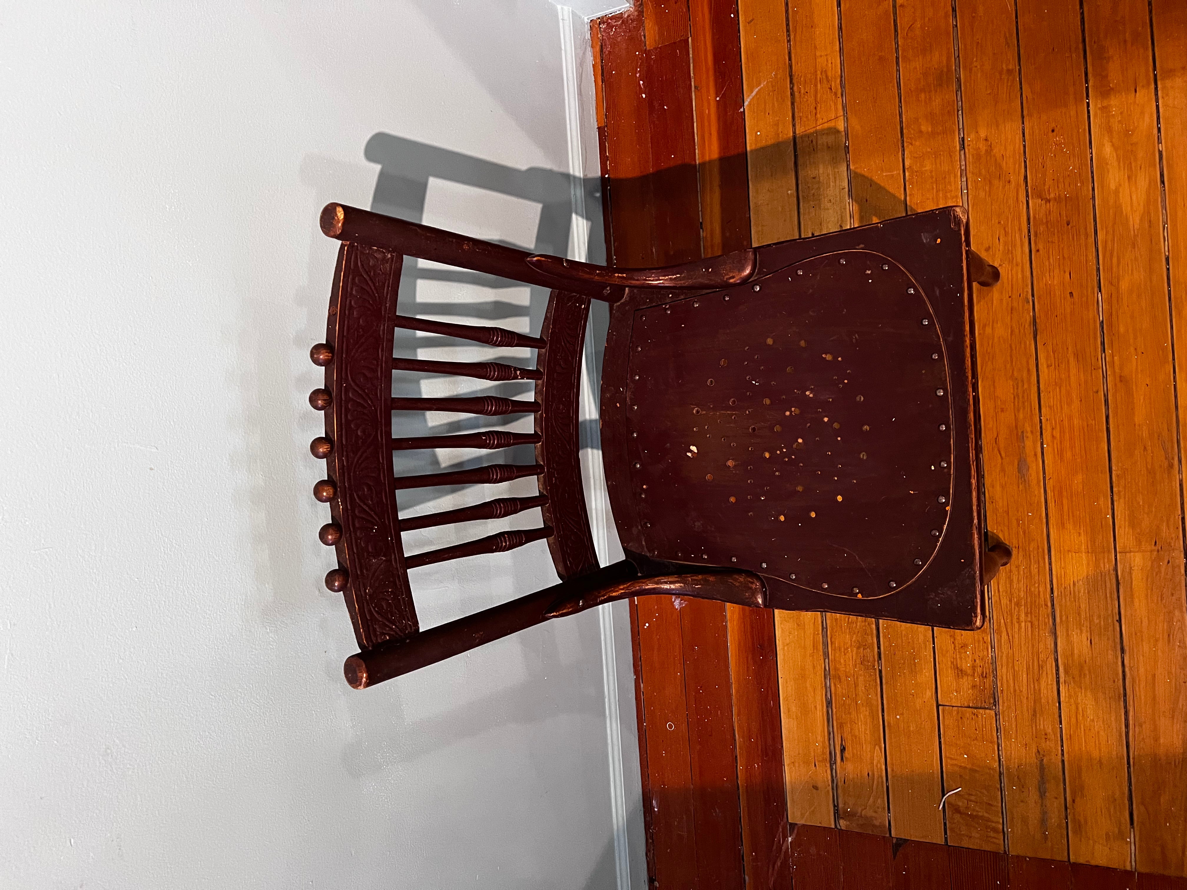 Antique Burgundy Spool Chair