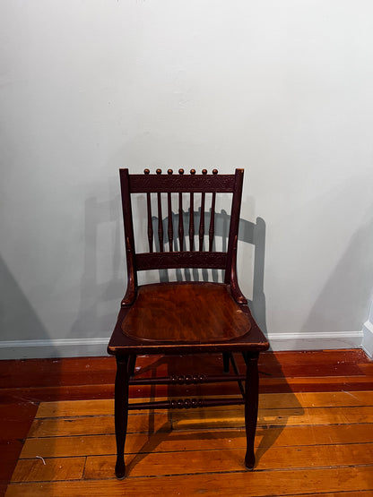 Antique Burgundy Spool Chair