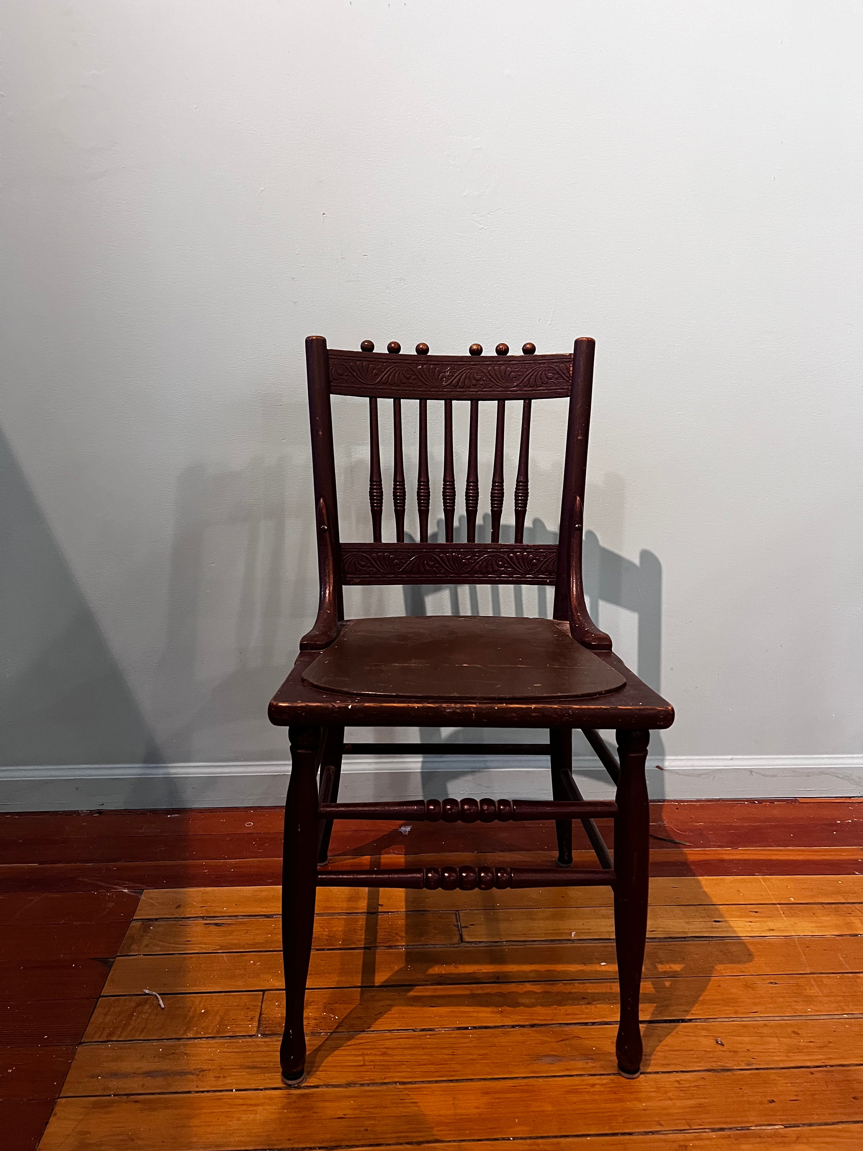 Antique Burgundy Spool Chair