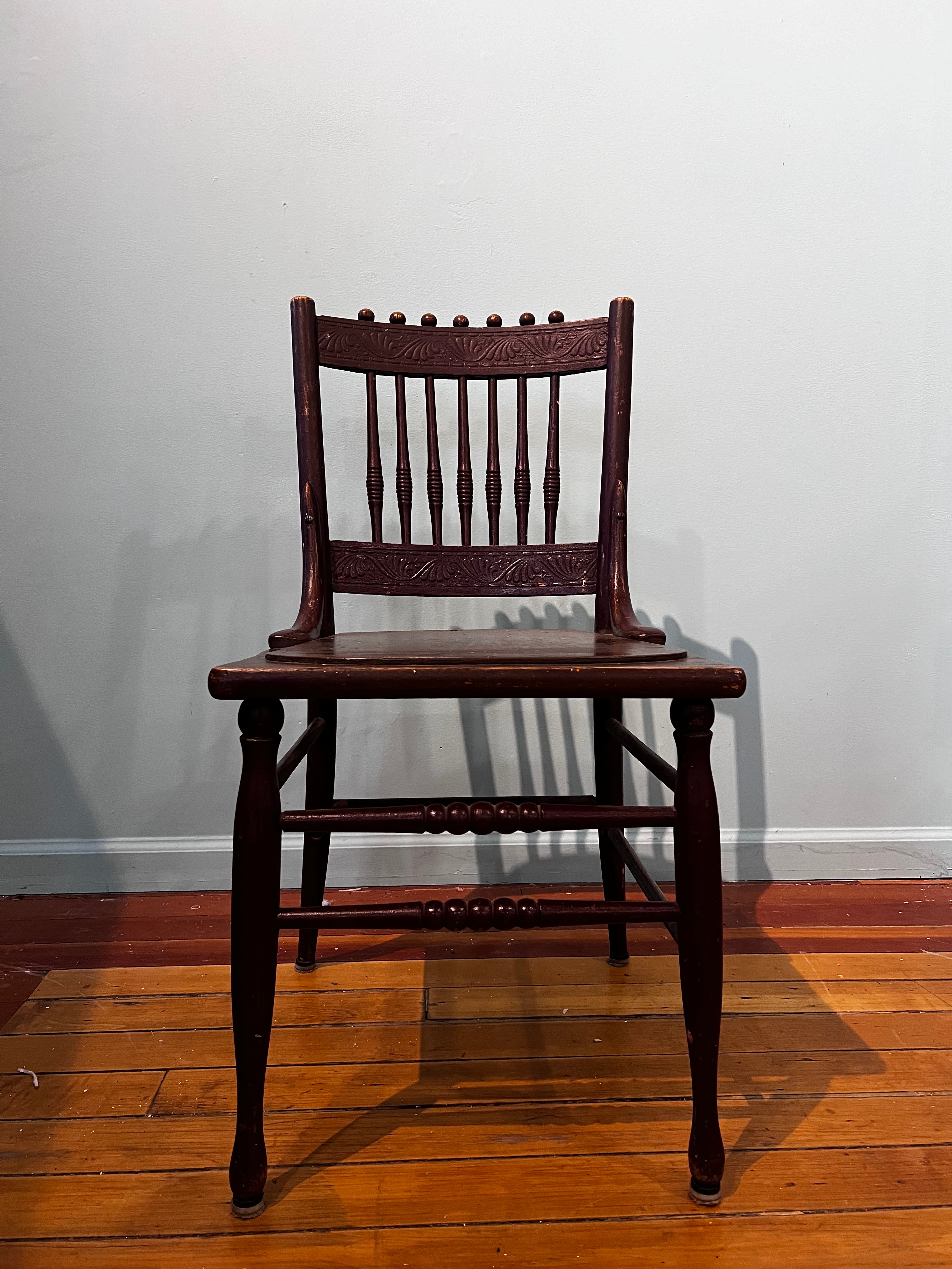 Antique Burgundy Spool Style Chair