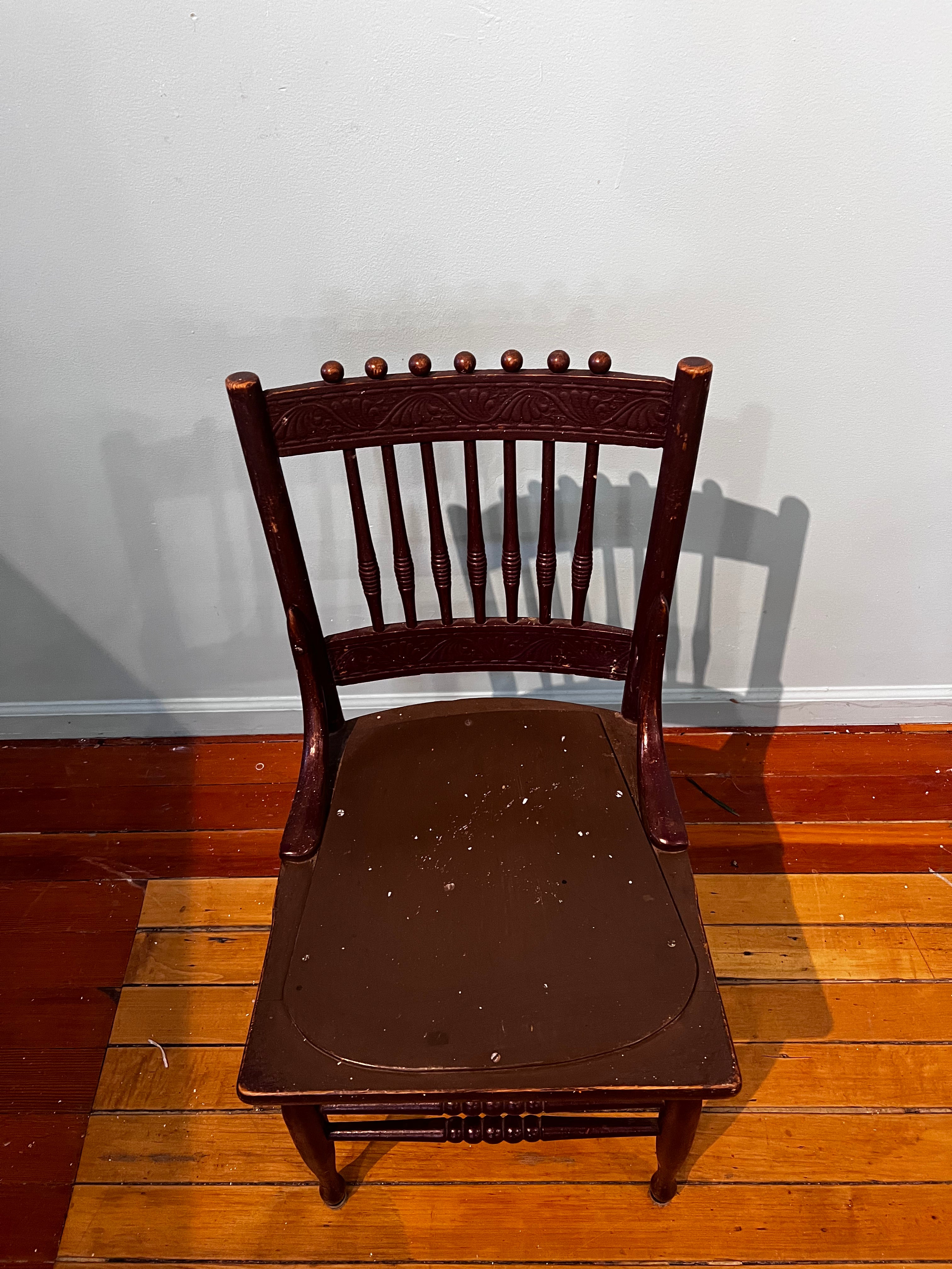 Antique Burgundy Spool Style Chair