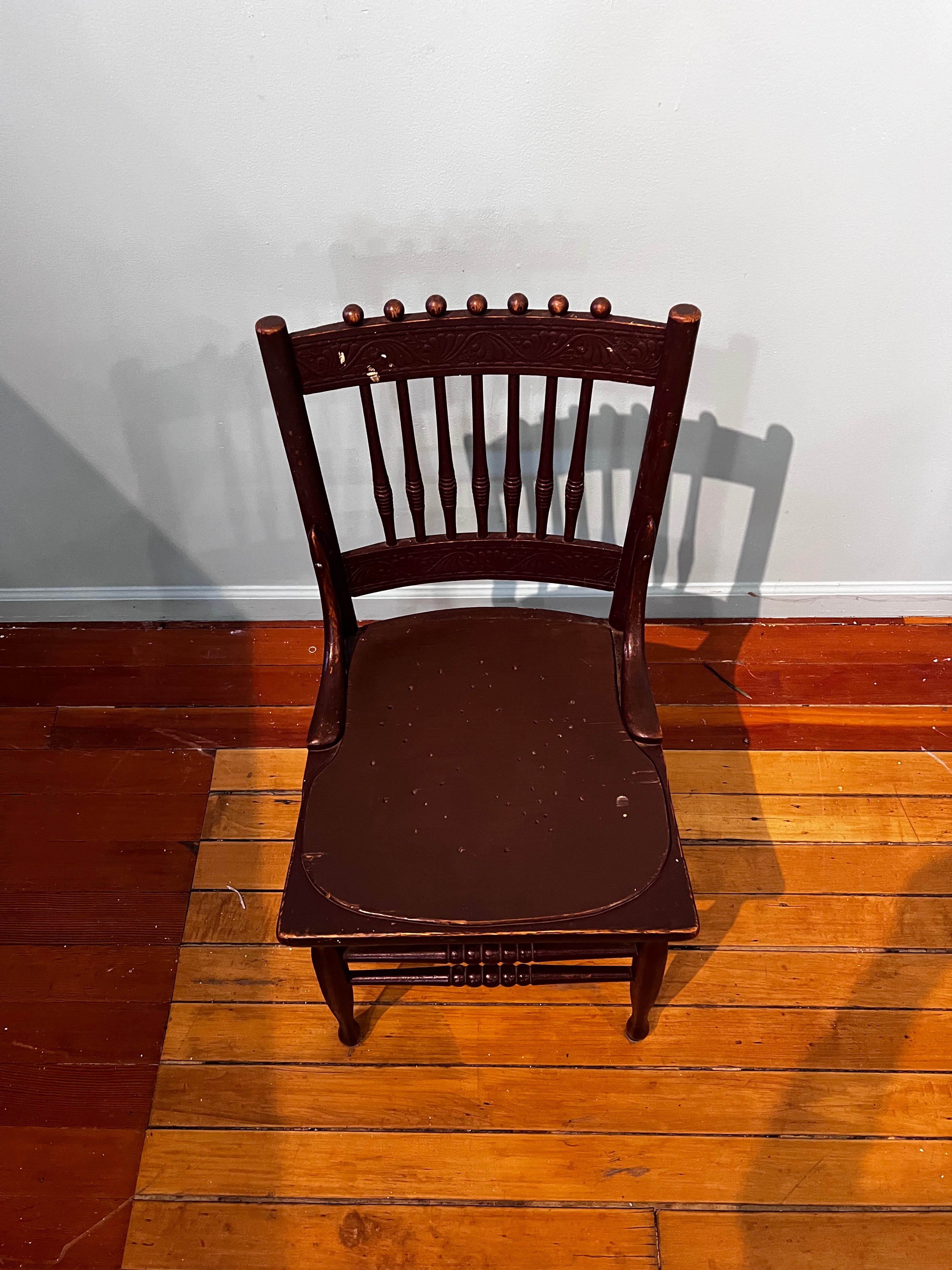 Antique Burgundy Spool Style Chair