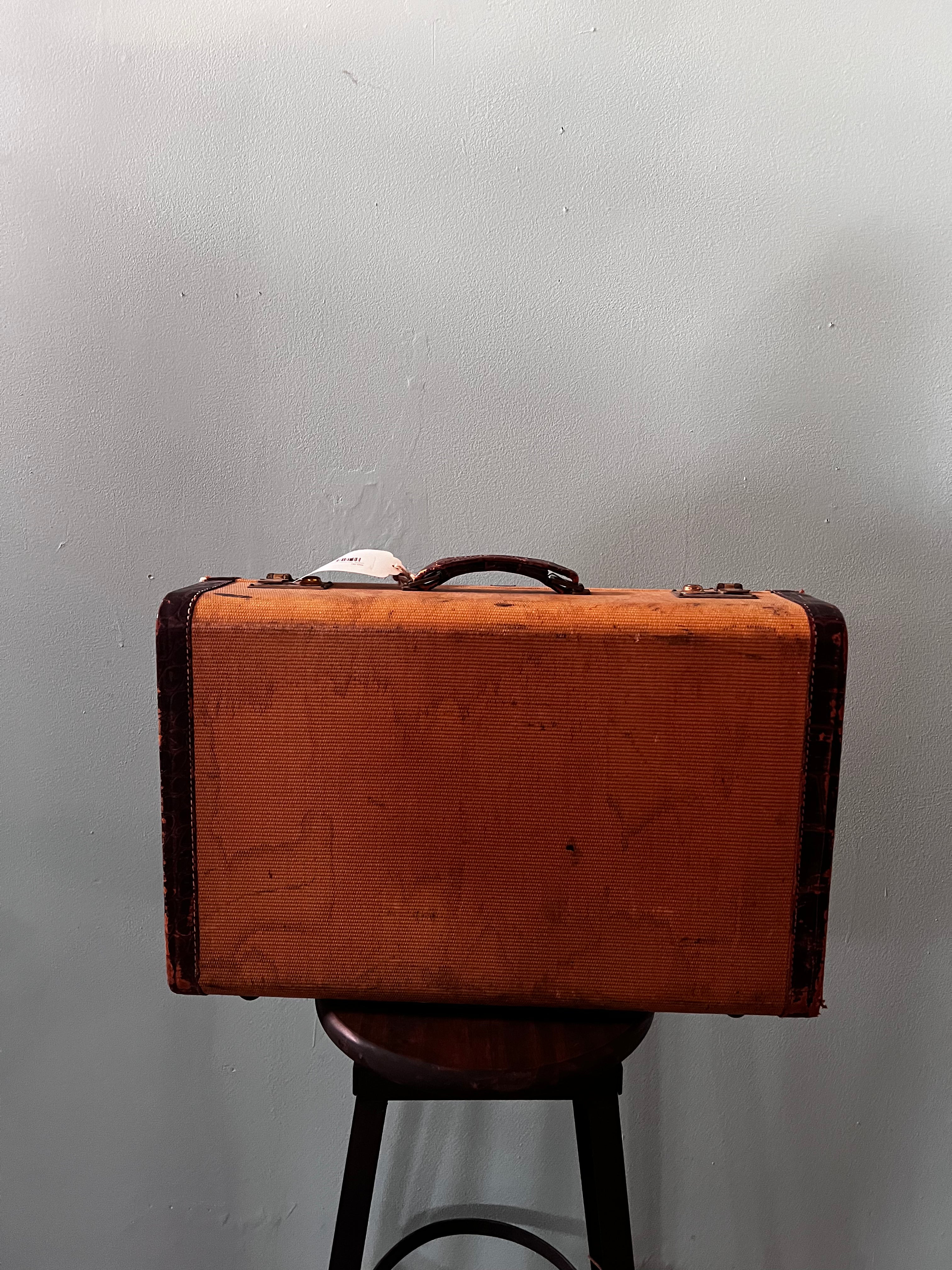 Leather Hard-Sided Vintage Suitcase