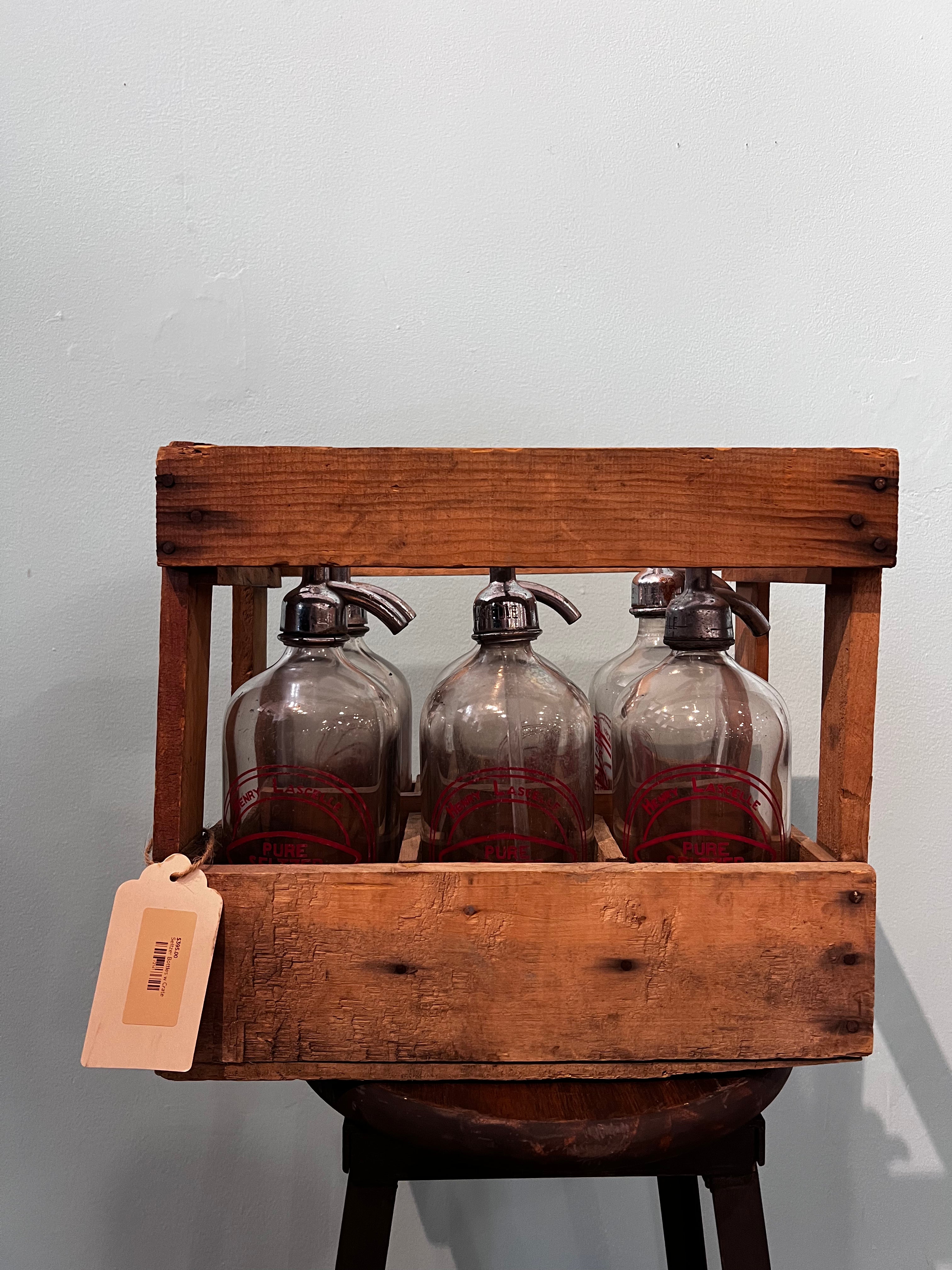 Seltzer Bottles w Crate