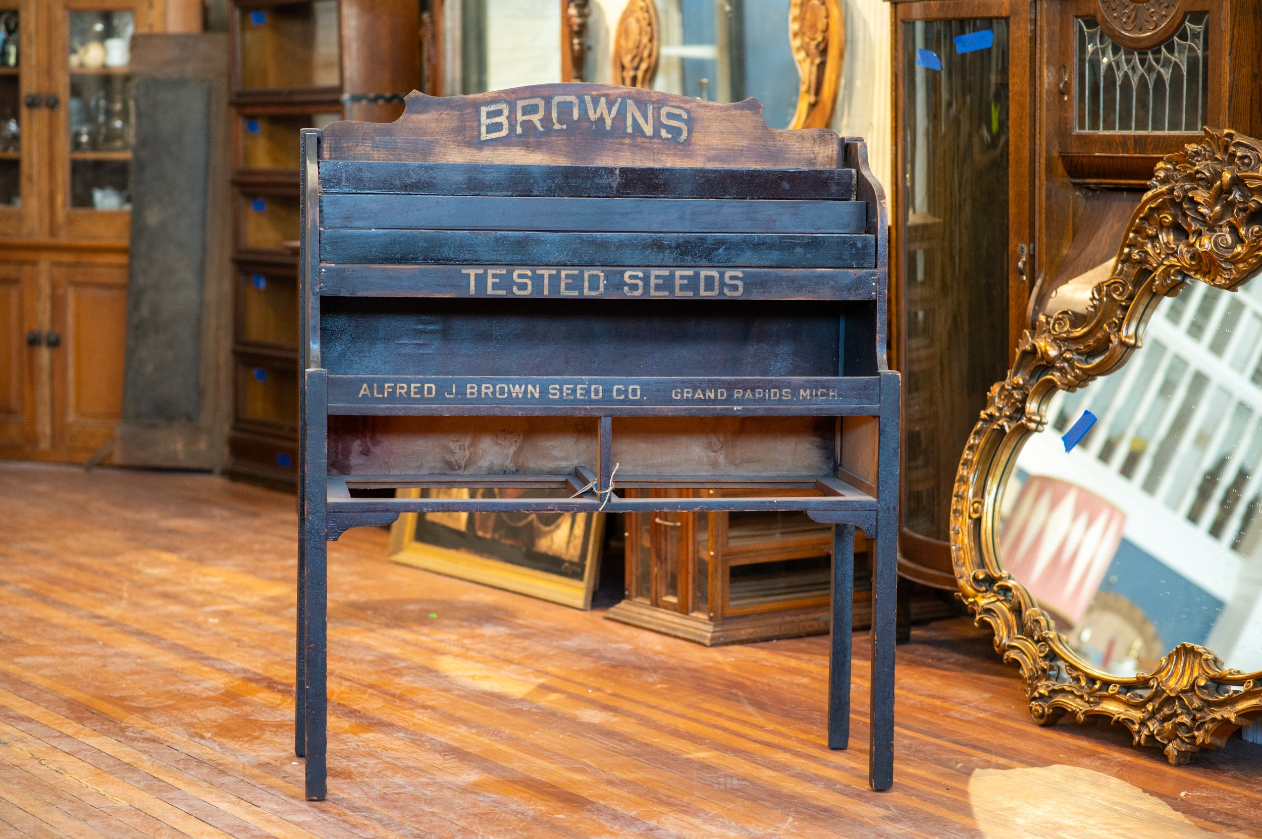 Antique Browns "Tested Seeds" Cabinet & Display