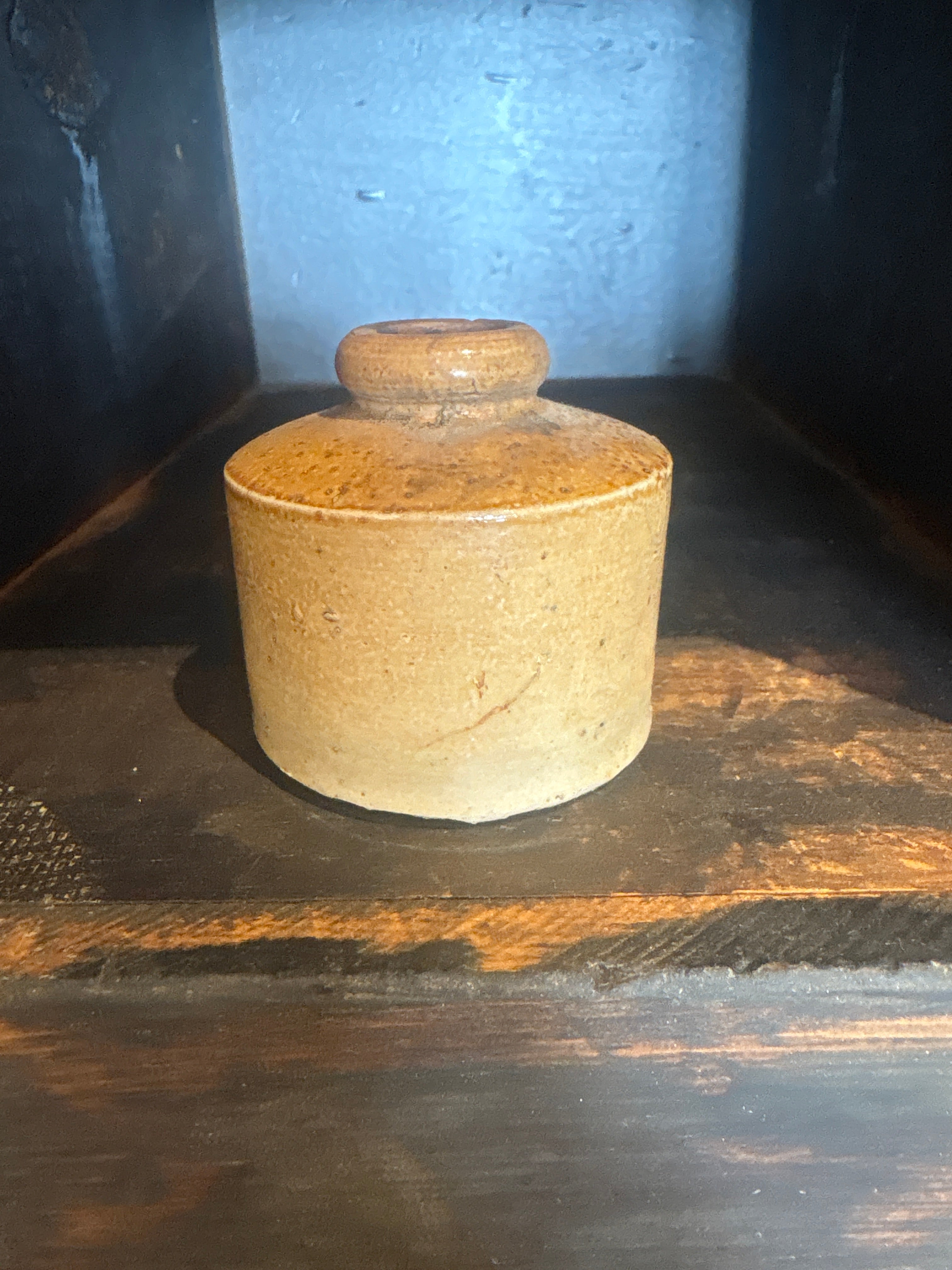 Vintage Small English Stoneware Inkwell