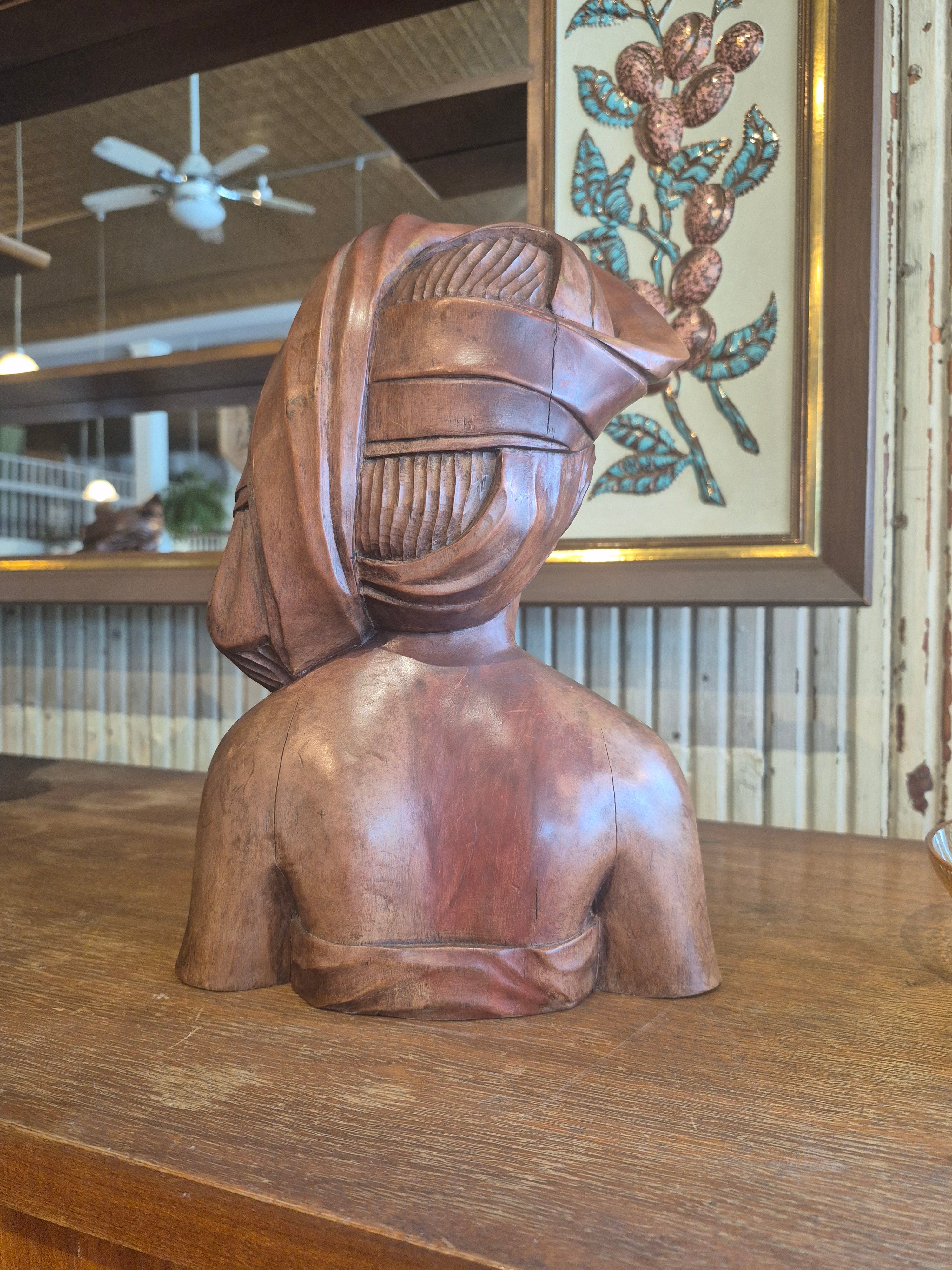 Handcarved female bust  from Bali (sold as a set with male bust)