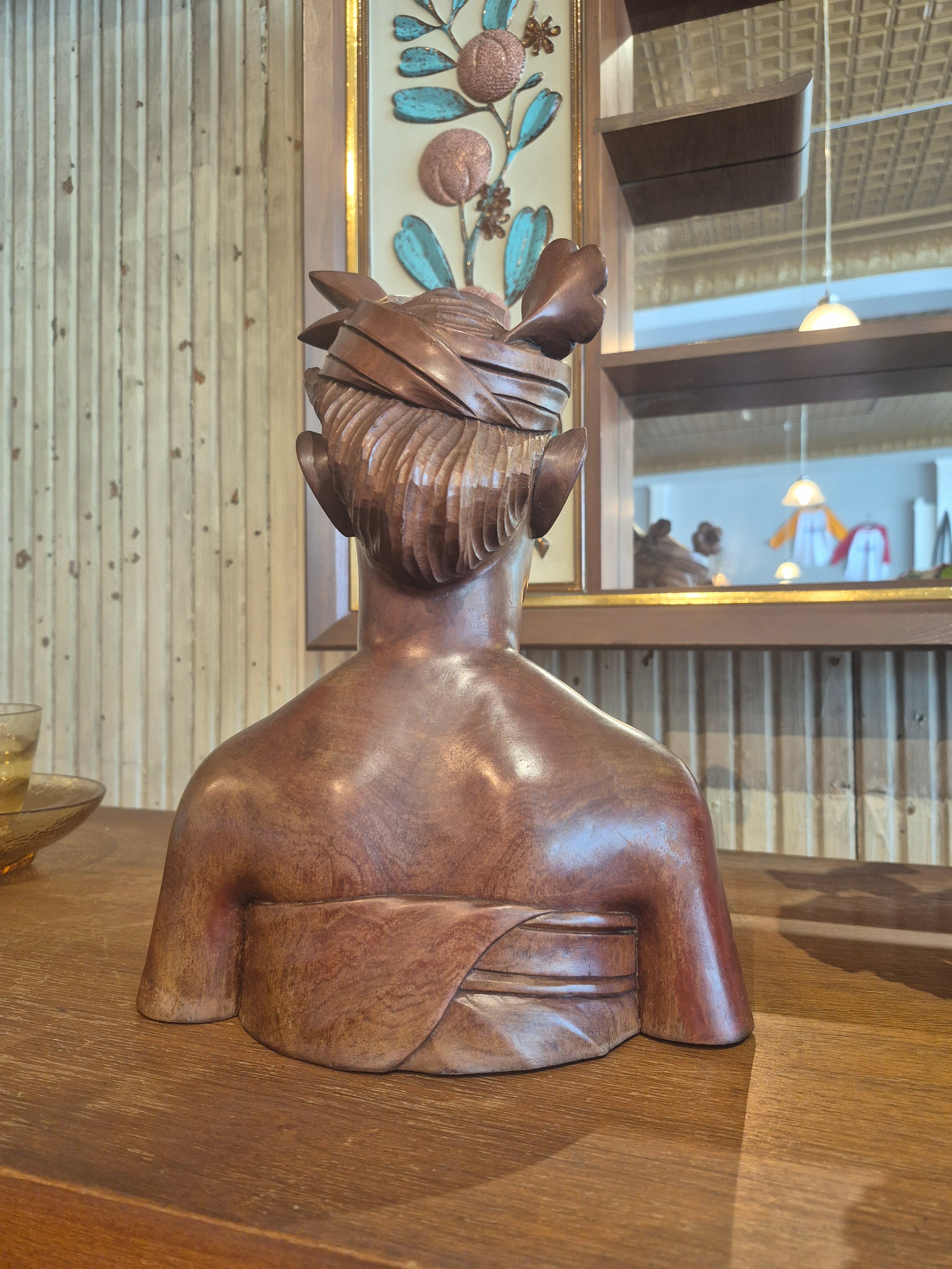 Handcarved male bust  from Bali{sold as set}